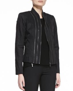 Womens Bella Leather Zip Jacket   Elie Tahari   Black (LARGE/12 14)
