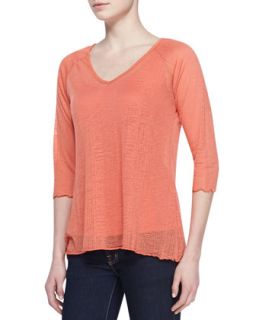 Womens Veronica Burnout V Neck Top   Miraclebody   Terracotta (X LARGE (14 16))