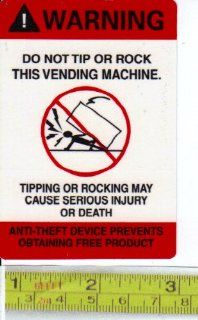 Sticker that says Warning Do not Tip or Rock this Vending Machine.ENGLISH, Self Stick Warning Sticker 