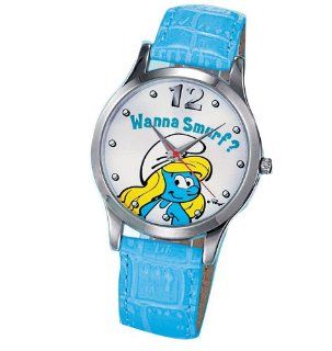 Avon Smurf Watch Aqua Blue with a smurfette says wanna smurf BRAND NEW WATCH In Box Watches