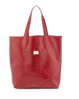 Charlene Croc Embossed Tote Bag, Red   Christian Lacroix