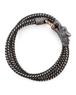 Mens Naga Nylon Cord Wrap Bracelet, Black   John Hardy   Black