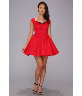 Unique Vintage Derby Girl Fit N Flare Dress Womens Dress (Red)