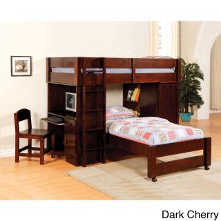 Furniture Of America Carmenie Twin Over Twin Loft Bed With Built in Workstation