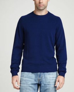 Mens Contrast Tipped Cashmere Pique Sweater, Navy   Navy (XX LARGE)
