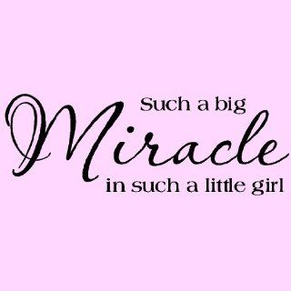 Such A Big Miracle In Such A Little Girl 10"h x 28"w vinyl lettering wall saying home decor quote decal art sticker   Little Girl Stick On Wall Decor