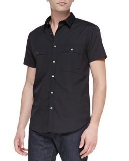 Mens Milhouse Exclusive Short Sleeve Shirt, Black   Theory   Black (LARGE)