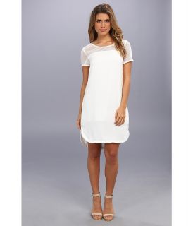 DKNYC S/S Tunic Dress w/ Stretch Mesh Yoke Womens Dress (White)