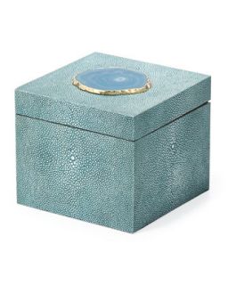 Square Shagreen Box   Regina Andrew Design   Turquoise
