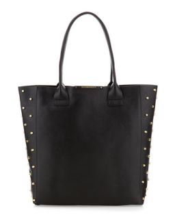 Raina Studded Side Leather Tote Bag, Black   BCBGMAXAZRIA