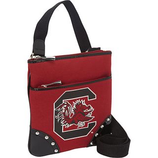 Ashley M University of South Carolina Canvas Cross Body Bag with Studded Patent Leather Trim