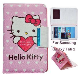 Hello Kitty Cute Leather Smart Case for Samsung Galaxy Tab 2 7.0 Tablet, P3100/P3110 (Samsung Galaxy Tab 2 7.0, Heart theme) Computers & Accessories