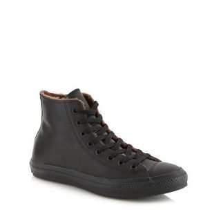 Converse Black leather fleece hi top trainers