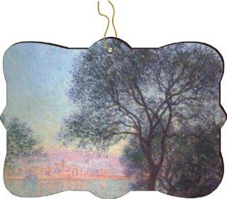 Rikki KnightTM Claude Monet Art Antibes seen from La Salis Design Tree Ornament / Car Rear View Mirror Hanger   Decorative Hanging Ornaments