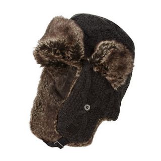 Animal Grey knitted faux fur trim trapper hat