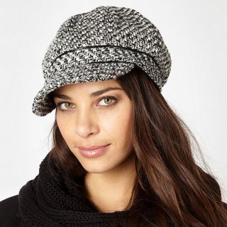 J by Jasper Conran Designer black boucle knit flat cap