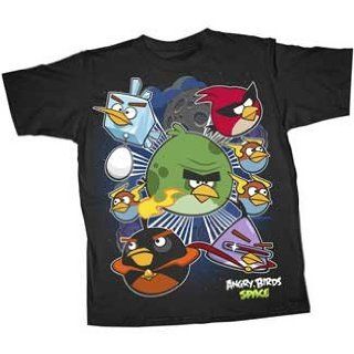 Angry Birds Space Warp Seven Juvy Tee, Black (Large) Movie And Tv Fan T Shirts Clothing