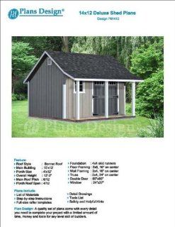 14' x 12' Storage Shed with Porch Plans for Backyard Garden   Design #P81412   Woodworking Project Plans  