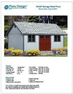 Classic Outdoor Structures Storage Shed Plans 16' x 20' Reverse Gable Roof Style Design # D1620G   Woodworking Project Plans  