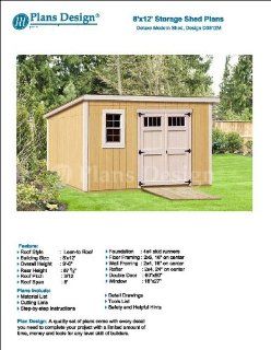8' x 12' Deluxe Back Yard Storage Shed Project Plans, Do it yourself, Modern Roof Style Design # D0812M   Woodworking Project Plans  