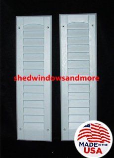 Louvered Shed Shutter or Playhouse Shutter, White 9" X 27", 1 Pair