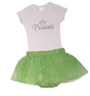Baby Boutique, Baby Girls Lime Green Tutu Skirt and Princess Onesie, Sz 6 mth Clothing
