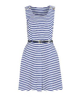 Mela Blue Stripe Belted Dress