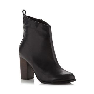 Faith Black leather stacked high ankle boots