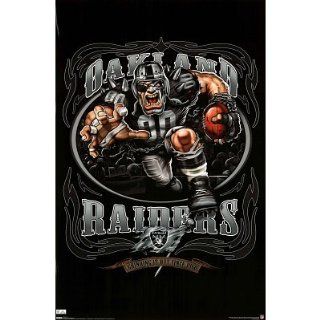Oakland Raiders (Mascot, Grinding It Out Since 1960) Sports Poster Print   22x34 custom fit with RichAndFramous Black 22 inch Poster Hangers   Sports Fan Prints And Posters