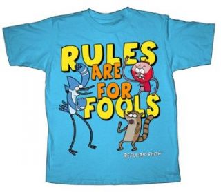 Regular Show Mordecai and Rigby Rules Are For Fools Cartoon Youth T Shirt Tee Select Shirt Size Youth X Large Clothing
