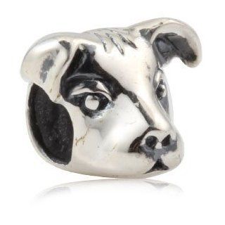 Pro Jewelry .925 Sterling Silver "Pitbull" Charm Bead for Snake Chain Charm Bracelets Jewelry