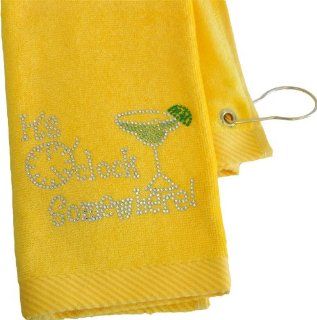 Navika Crystal Embellished Margarita "It's 5 O'clock Somewhere" Yellow Golf Towel  Sports & Outdoors