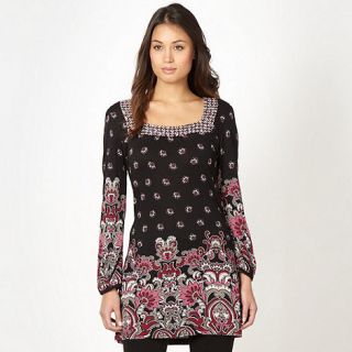 The Collection Black floral sequin tunic top