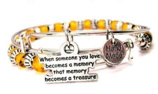 When Someone You Love Becomes a Memory That Memory Becomes a Treasure Yellow Beaded Bangle Bracelets Jewelry