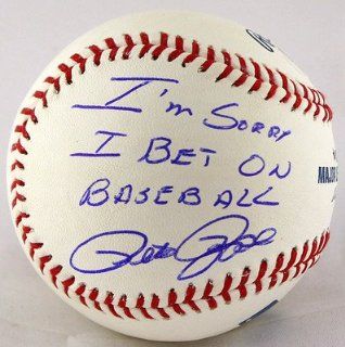 PETE ROSE SIGNED "I'M SORRY I BET ON BASEBALL" OML BASEBALL BALL PSA/DNA #T61291 at 's Sports Collectibles Store