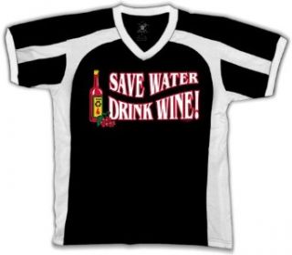 Save Water Drink Wine Mens Sport T shirt, Funny Trendy Wine Drinking Mens V Neck Sport Shirt Clothing
