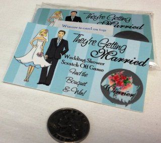 Funny Wedding Shower Scratch Off Game Card Set Vintage Pinstriped Couple design   10 Cards (9 Sorry 1 Winner)  Wedding Ceremony Accessories  