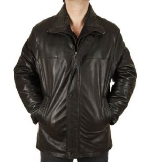Simons Leather Men's Plus Size Nappa 3/4 Leather Coat With Zip Out Collar at  Mens Clothing store