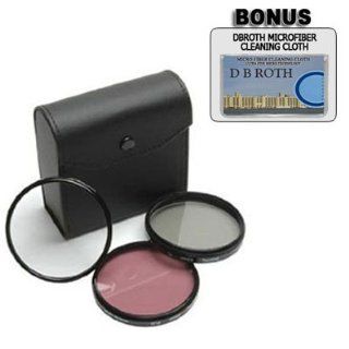 Digital Concepts 62mm High Resolution 3 piece Filter Set (UV, Fluorescent, Polarizer) For Specific Tamron Lenses (Models Specified In Description) + DB ROTH Microfiber Cleaning Cloth  Camera Lens Filter Sets  Camera & Photo
