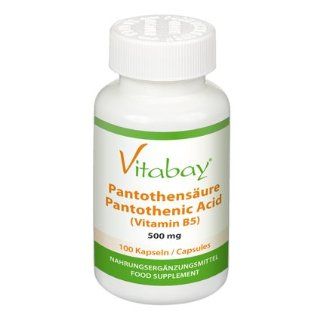 Pantothensure (Vitamin B5) Magensaftresistent   500 mg   100 Kapseln Drogerie & Körperpflege