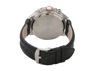 Timex Intelligent Quartz Adventure Series Linear Indicator Chronograph Leather Strap Watch Black/Silver Tone/Blue/Orange