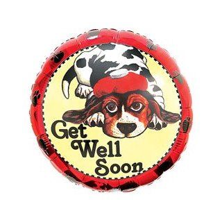 Get Well Soon 18" Dog Puppy w/ Red Border Sympathy Mylar Foil Balloon 