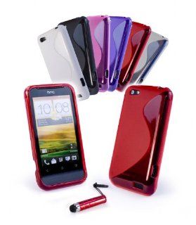 E volve Gel "Wave" Smartphone Hlle fr HTC One V (inkl. Stylus und Displayschutz)   Rot Elektronik