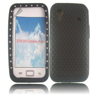 Diamante Silicone Shell Case Cover And Screen Guard For Samsung Galaxy Ace S5830 / Black Design Electronics