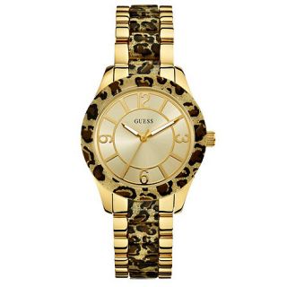 Guess Ladies leopard print and gold guess watch
