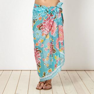 Beach Collection Turquoise floral sarong