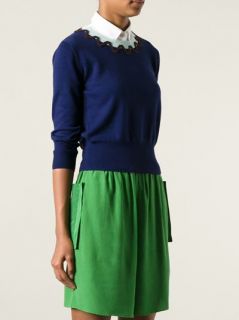 Carven Contrast Crew Neck Sweater