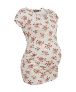 Maternity Cream Ditsy Floral Print T Shirt