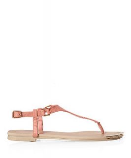 Coral Leather Look T Bar Sandals