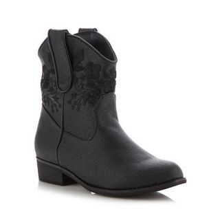 Mantaray Black floral embroidered ankle boots